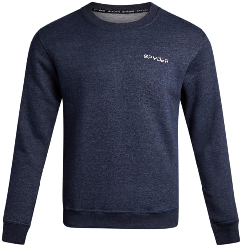 Spyder Herren-Fleecepullover – weicher Stretch-Pullover mit feuchtigkeitsableitendem Rundhalsausschnitt (Größe S-XL, erweiterte Größe bis 3XL), Echtes Marineblau, Groß von Spyder