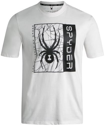 Spyder Herren Grafik-T-Shirts – weiche Baumwollmischung, klassischer Rundhalsausschnitt, kurzärmelige Hemden für Herren, Freizeithemden für den täglichen Gebrauch, Weiß, L von Spyder