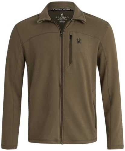 Spyder Herren-Fleecejacke – Aktives Polarfleece-Wildleder, leichte Herrenjacken für Workout – sportliche Jacke mit Reißverschluss für Herren, Oliv/Blatt für mich (Leaf It to Me), M von Spyder
