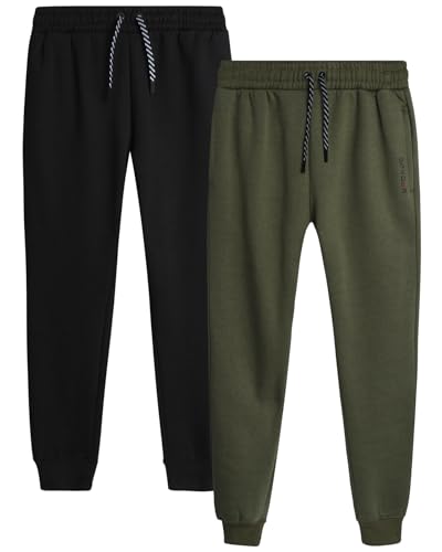 Spyder Active Jogger für Herren, 2er-Pack, athletisches Fleece, Workout, Fitnessstudio, Jogginghose mit Taschen und Kordelzug (Größen: S-XXL), Schwarz/Salbei, X-Groß von Spyder