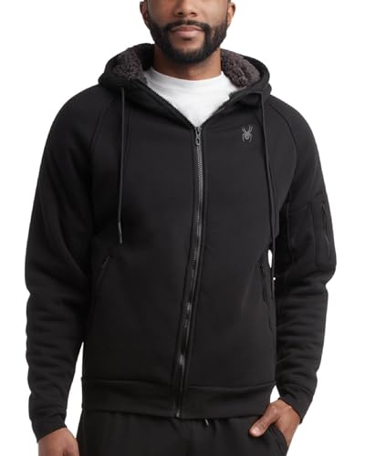 Spyder Herren-Fleece-Kapuzenpullover – schweres Sherpa-Futter, isolierte Fleece-Hoodies für Herren – warme Oberbekleidung für Herren Sherpa-Jacke, Schwarz, M von Spyder