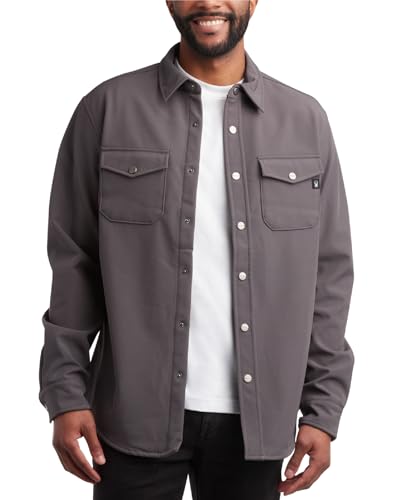 Spyder Herren-Softshell-Hemdjacke – windabweisendes Polarfleece-gebondetes Langarmhemd mit Knopfleiste für Herren (Größen: S-XXL), Polar, Large von Spyder