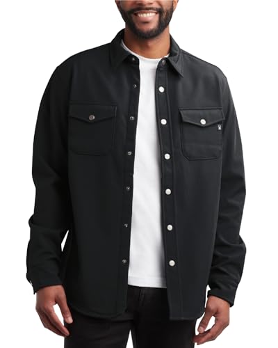 Spyder Herren-Softshell-Hemdjacke – windabweisendes Polarfleece-gebondetes Langarmhemd mit Knopfleiste für Herren (Größen: S-XXL), Schwarz (Jet Black), L von Spyder