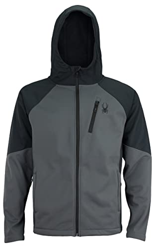 Spyder Herren-Softshelljacke mit durchgehendem Reißverschluss, Farboptionen, Polar/Schwarz, Large von Spyder