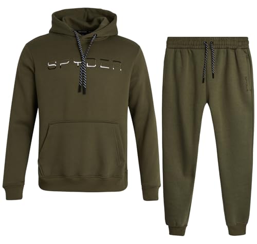 Spyder Herren-Sweatanzug-Set – 2-teiliges Performance-Core-Fleece-Pullover-Hoodie und athletische Joggerhose für Herren (S-XXL), Salbei, Large von Spyder