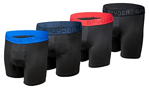 Spyder Mens Boxer Briefs 4 Pack Poly Spandex Performance Boxer Briefs Underwear (Black Large) von Spyder