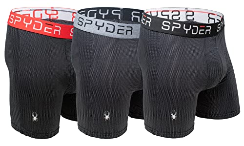 Spyder Performance Mesh Herren-Boxershorts, Sportunterwäsche, 3er-Pack, Größe L, Schwarz/Schwarz/Schwarz von Spyder