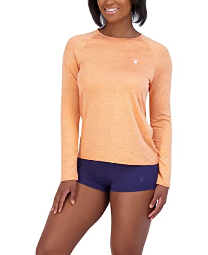 Spyder Women's Standard Quick Dry 30+ SPF Stretch Athletic Swim Long Sleeve Rashguard, Coral, Small von Spyder