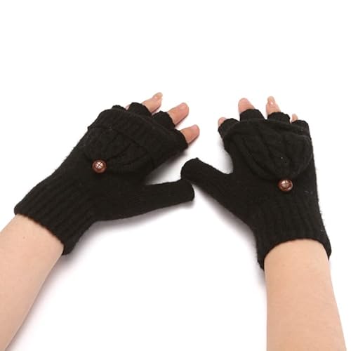 Spydge Winter Warme Strickhandschuhe Damen Handschuhe Fingerlos Warme Handschuhe mit Umklappbare Fingerkuppen in Gemeinsamen Größe für Damen Mädchen von Spydge