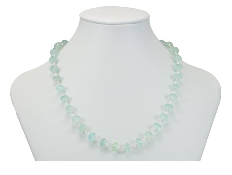 Chalcedon Halskette Aqua Blau Facettiert Spaced Link Perlen Sterling Silber Oder 14 K Gold Filled 24 Zoll Weich Aaa Qualität Kettenglied von Spyglassdesigns