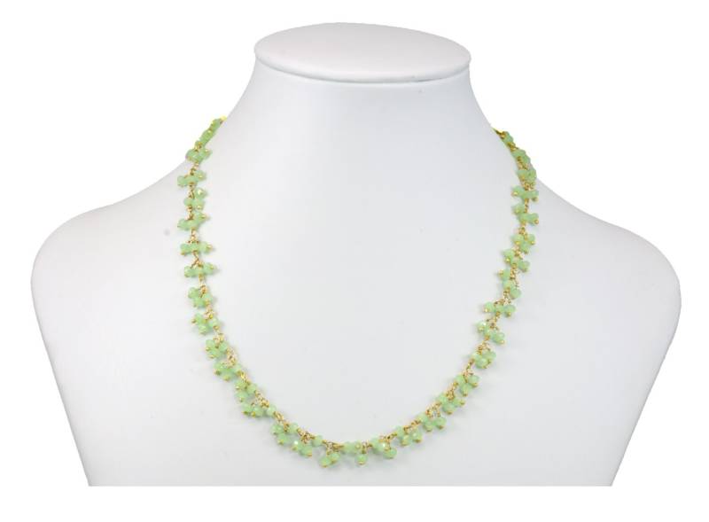 Chalcedon Halskette Grün Oder Aqua Blau Dense Cluster Stil 14K Gold Fill Perlen Facettierte Rondelle Kettenglied 18 19 Zoll Weiches Hellgrün von Spyglassdesigns