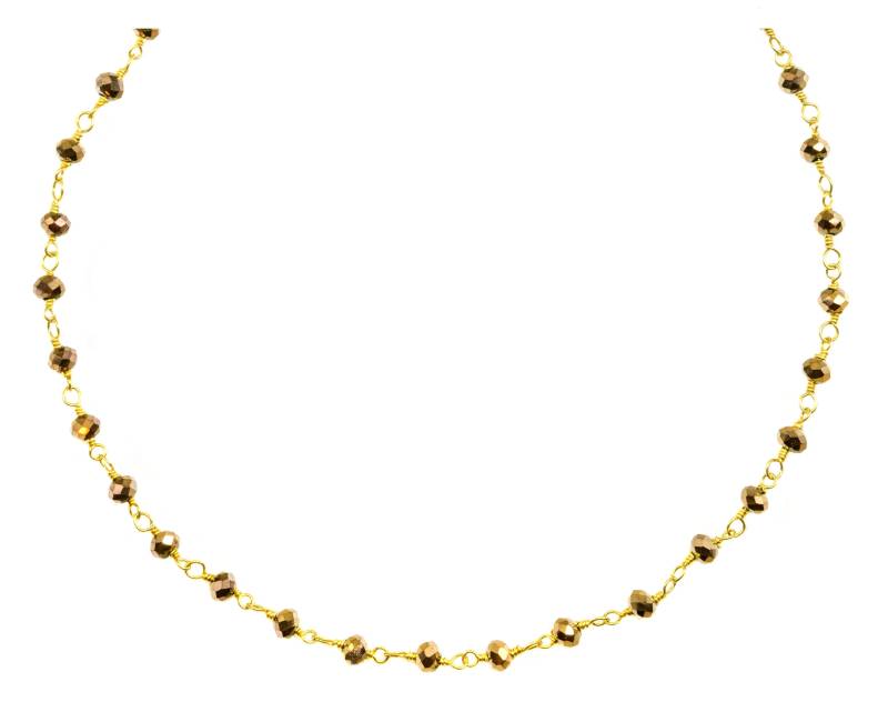 Eisen Pyrit Halskette 14K Gold Filled Kleine Zierliche Natürliche 18 20 22 24 Zoll Einfache 2 3 4 Mm Steine Facettierte Spyglass Designs von Spyglassdesigns