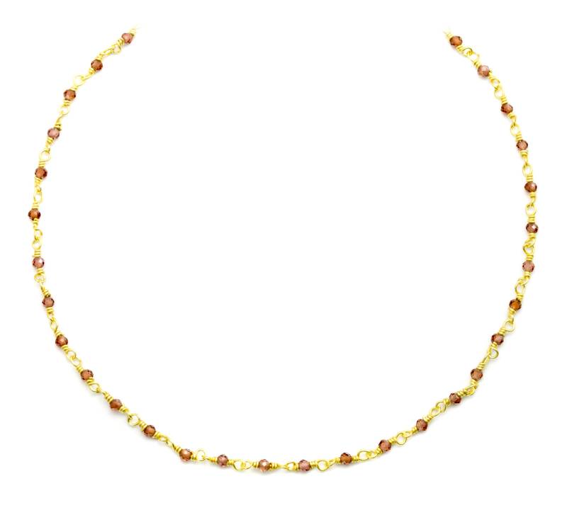 Granat Halskette Perlen Kette 14K Gold Filled 18 19 Zoll Rot Kleine Teeny Tiny Edelsteine Zierliche Einzigartige Spyglass Designs von Spyglassdesigns