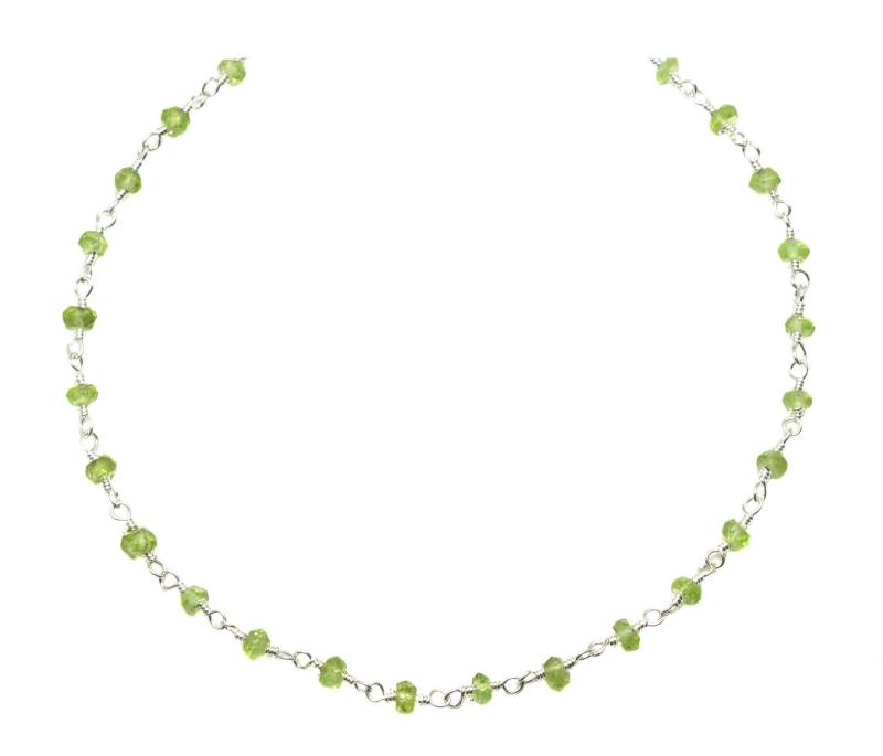 Grün Peridot Halskette Facettiert Spaced Beaded 14K Gold Fill Oder Sterling Silber 18 19-Zoll-Weich Grün Zierlich Täglich Leicht Perlen von Spyglassdesigns