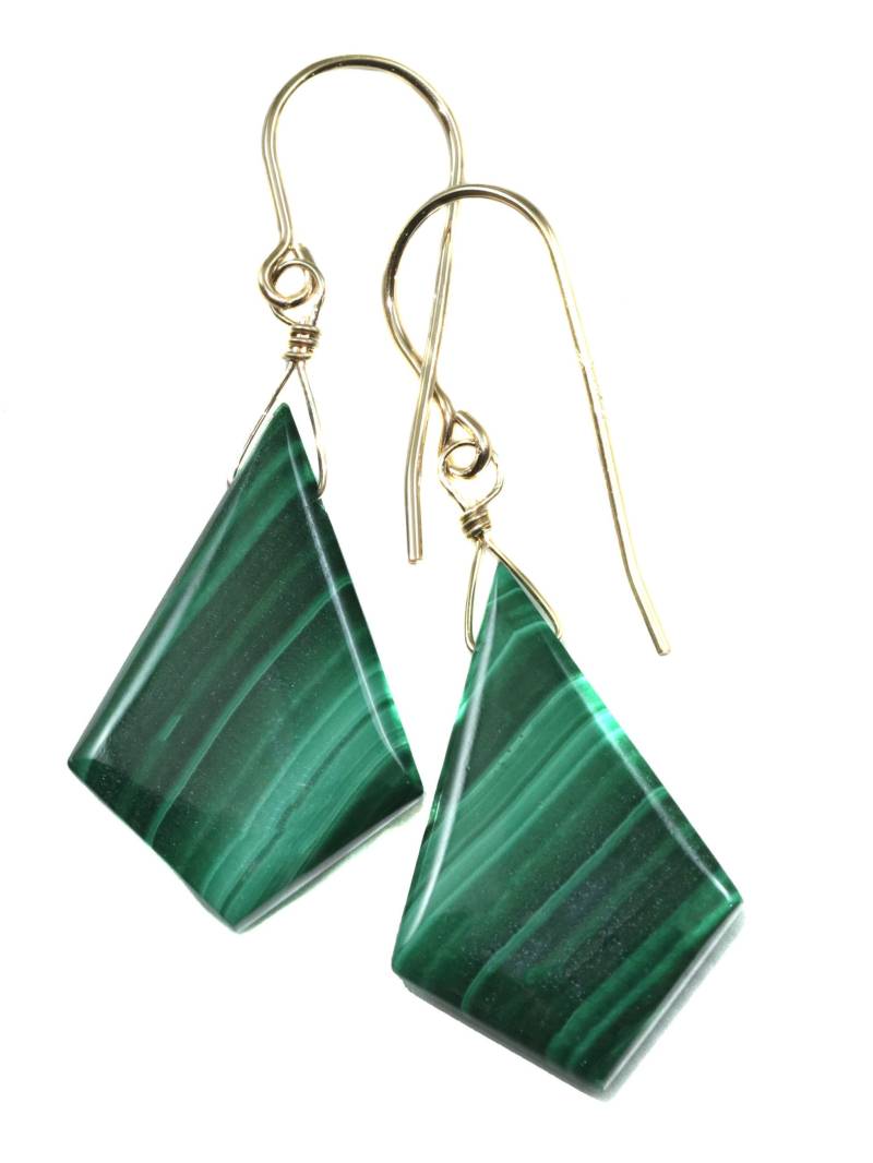 Grüne Malachit Ohrringe.dangle Drops Sterling Silber Oder 14K Gold Gelb Rose Filled von Spyglassdesigns