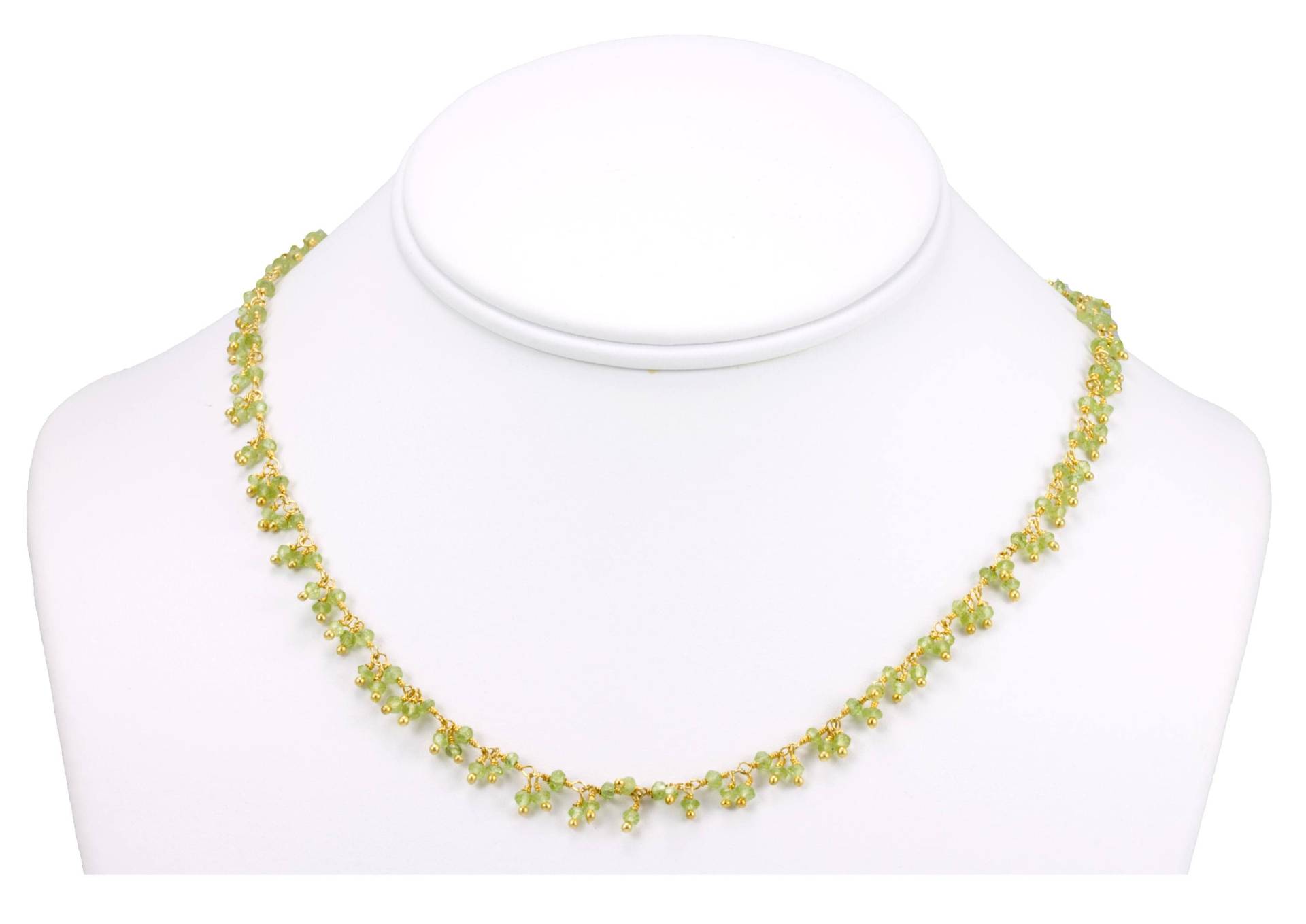 Grüne Peridot Halskette Natürliche Facettierte Cluster Stil 14K Gold Fill Oder Sterling Silber 18 19 Zoll Weiches Grün Zierliche Tägliche Leichte von Spyglassdesigns