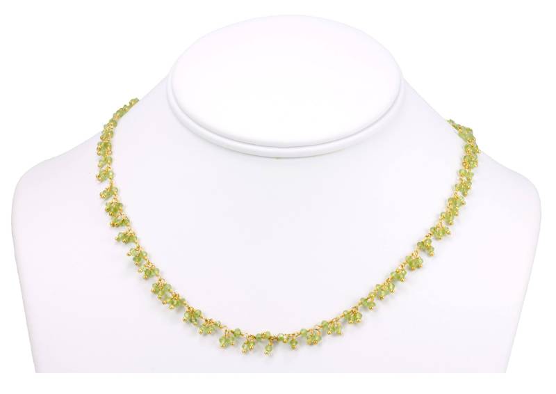 Grüne Peridot Halskette Natürliche Facettierte Cluster Stil 14K Gold Fill Oder Sterling Silber 18 19 Zoll Weiches Grün Zierliche Tägliche Leichte von Spyglassdesigns