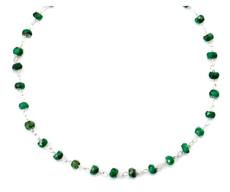 Grüne Smaragd Halskette Facettierte Spaced Link Perlen 14K Gold Filled 18 19 Zoll Rondelle Aaa Cut Rich Raw 3 Oder 4 Mm von Spyglassdesigns