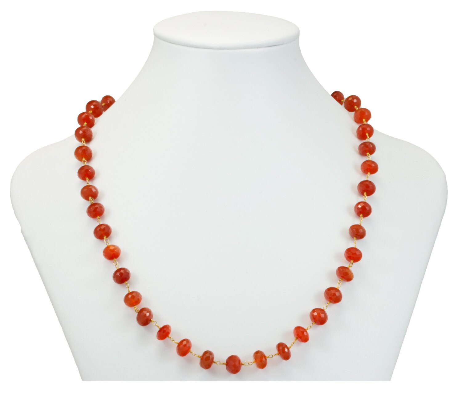 Karneol Halskette Kette Spaced Link Große Perlen 24 Zoll Natürliche Burnt Orange Chalcedon Aaa Qualität Facette Erdige 14K Gold Fill Und Plate von Spyglassdesigns
