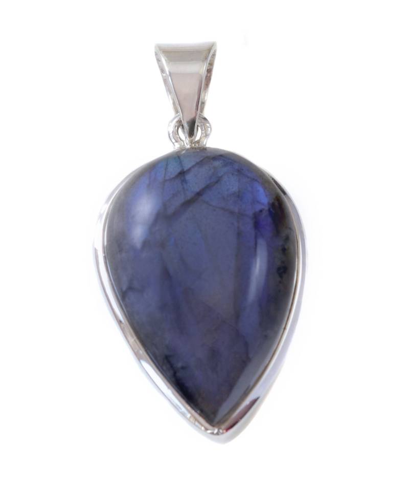Labradorit Halskette Anhänger Sterling Silber Tropfen Cabochon Große Form Aaa Spyglass Designs Natürliche Blau Flash Sauber Einfaches Design von Spyglassdesigns