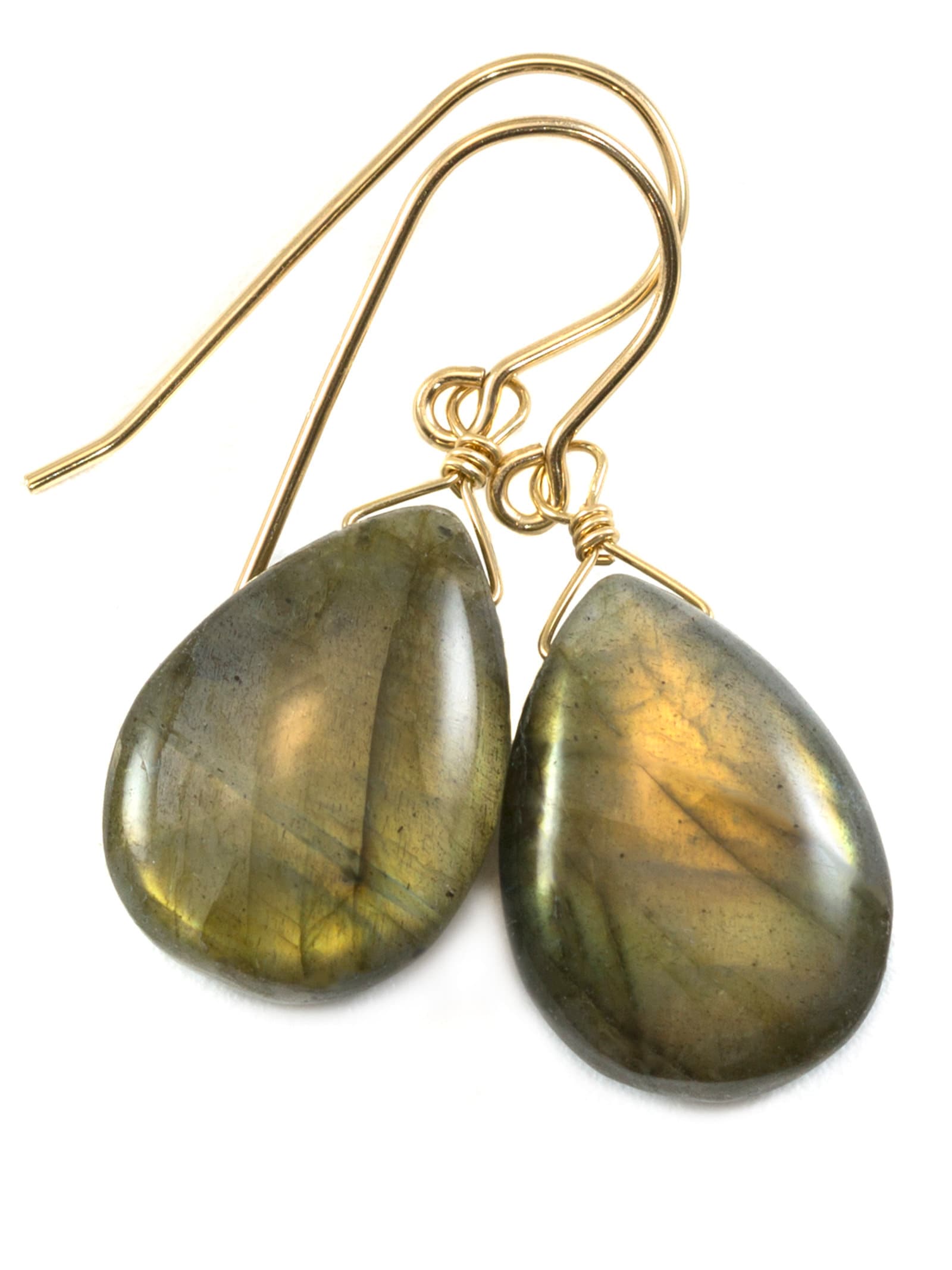 Labradorit Ohrringe Sterling Silber Oder 14K Solid Gold Filled Smooth Fat Teardrop Große Aaa Blau Grün Golden Flash Pear Form Natural von Spyglassdesigns