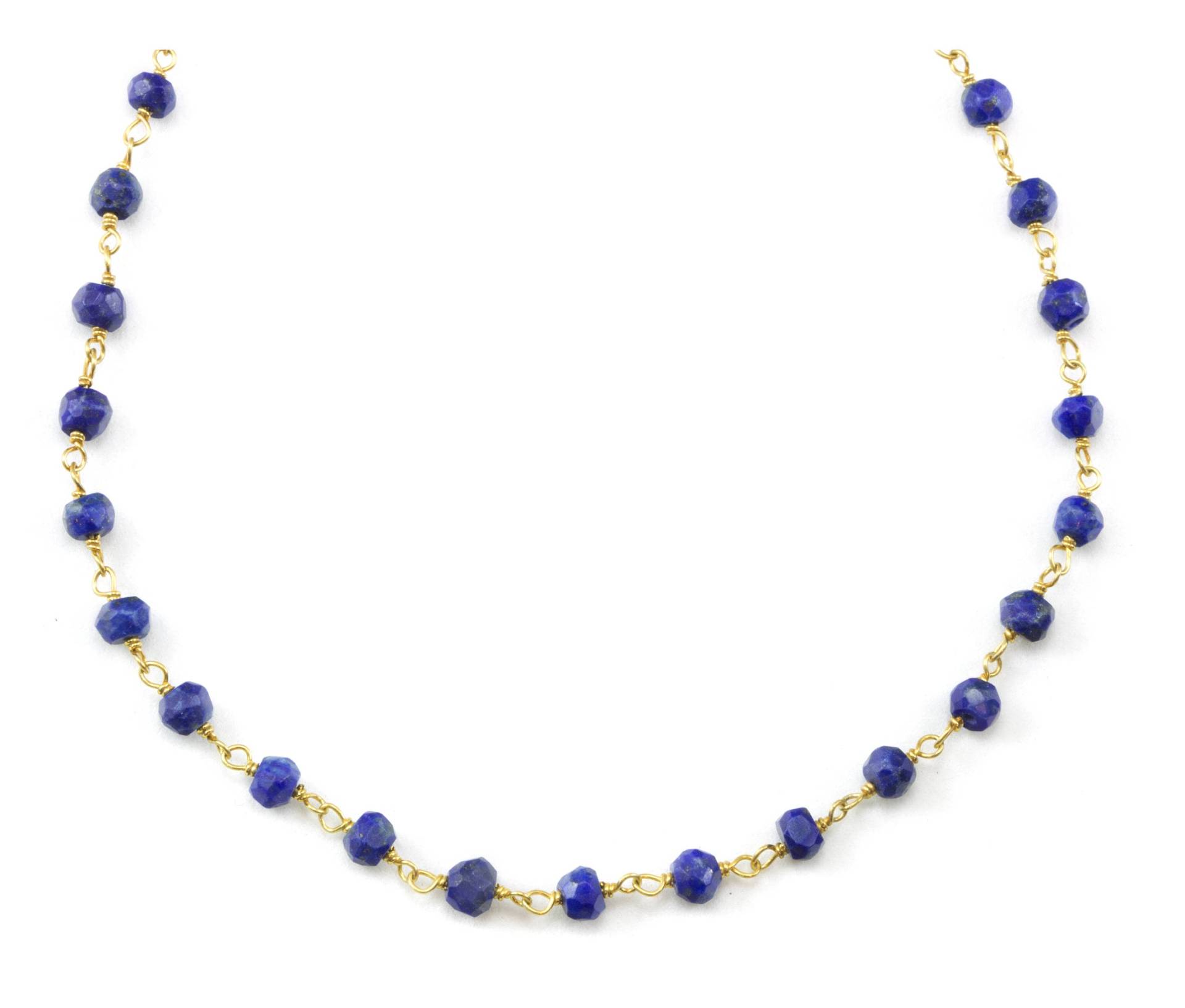 Lapis Lazuli Blau Halskette Natürliche Facettierte Spaced Link Perlen 14K Gold Fill Oder Sterling Silber 18 19 Zoll Einfach Alltäglich Klein Dainty von Spyglassdesigns