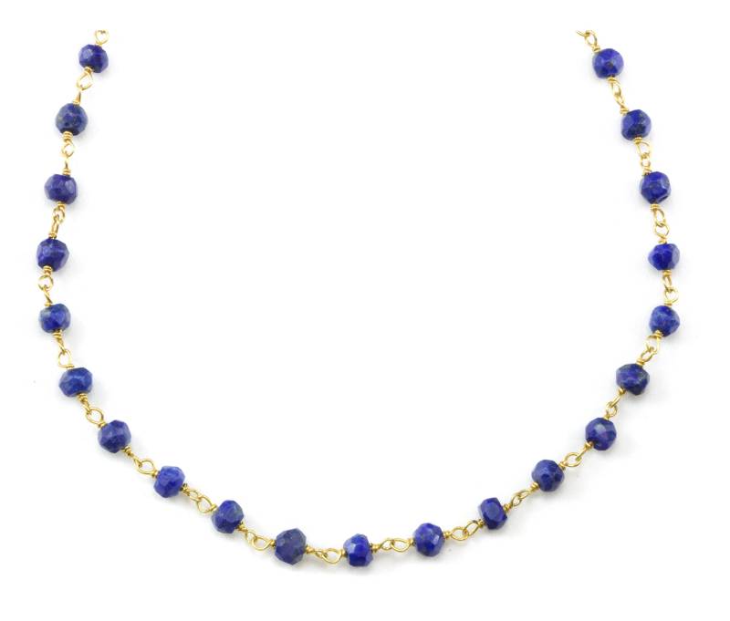 Lapis Lazuli Blau Halskette Natürliche Facettierte Spaced Link Perlen 14K Gold Fill Oder Sterling Silber 18 19 Zoll Einfach Alltäglich Klein Dainty von Spyglassdesigns