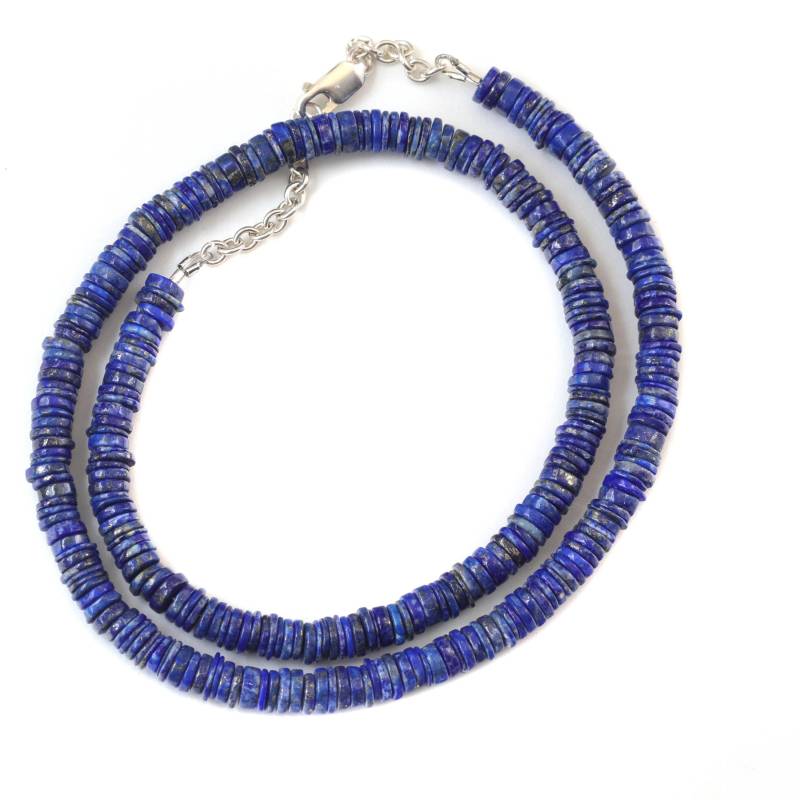 Lapis Lazuli Blau Halskette Natürliche Glatte Heishi Perlen 14K Gold Filled Oder Sterling Silber 18 19 Zoll Einfache Alltagskleidung Heshi Cut von Spyglassdesigns