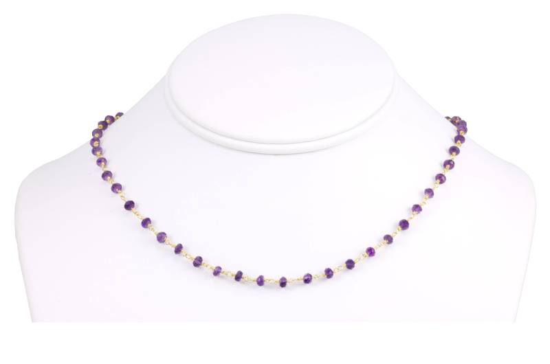 Lila Amethyst Halskette Facettierte Spaced Link Perlen Sterling Silber Oder 14K Gold Fill Schwarz Oxidiert 48 19 Zoll Zierlich von Spyglassdesigns