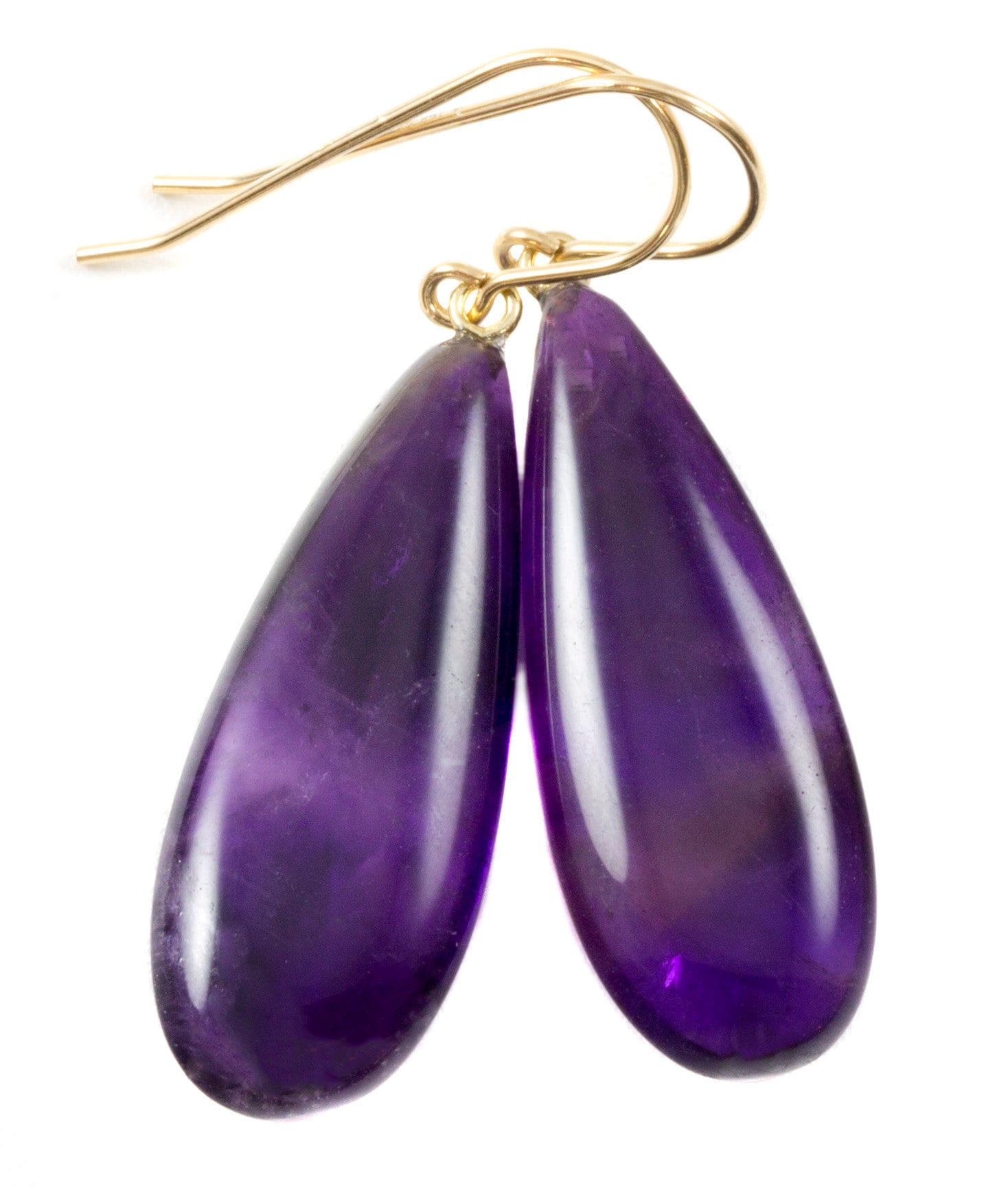 Lila Amethyst Ohrringe Glatt Birne Natur 14K Massivgold Oder Gefüllt Sterling Silber Teardrop Reich Dunkellila Groß Lang von Spyglassdesigns