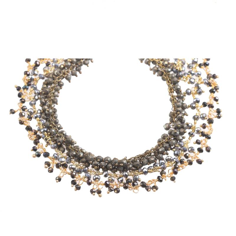 Natürliche Eisen Pyrit Halskette Cluster 14K Gold Fill Perlen Kette Erdige Goldene Farbe Facettierte Natürliche Oder Beschichtete Steine Dicht 18 von Spyglassdesigns