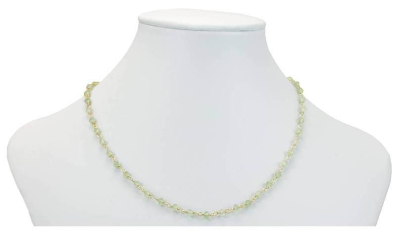 Prehnit Halskette Spaced Kettenglied Facettiert Perlen 14K Gold Filled 18 19 Zoll Natürliche Weiche Grün von Spyglassdesigns