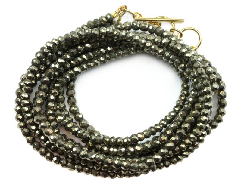 Pyrit Halskette Oder Wickelarmband Facettiert 14K Gold Fill 21 22 7 8 Zoll Natürliche Goldene Drei Stränge Tragen Gerade Twist 4mm von Spyglassdesigns