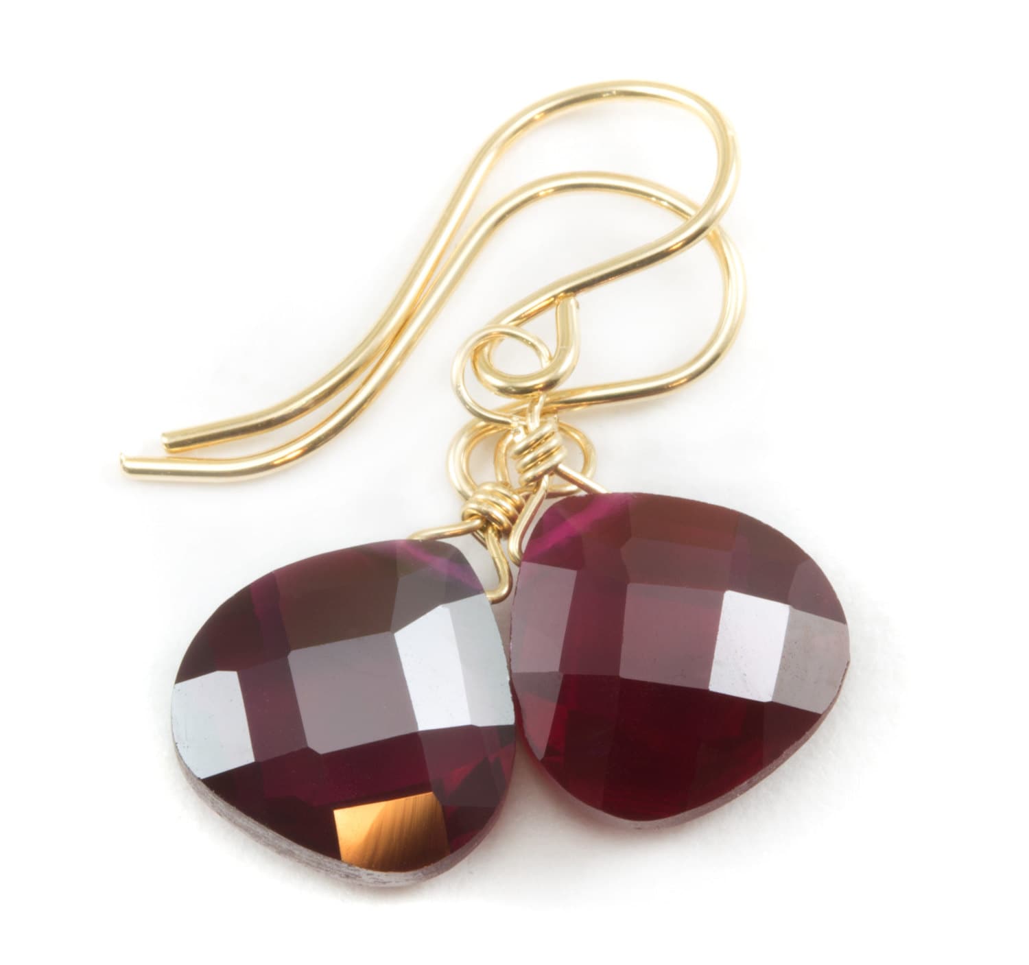 Red Rubin Zirkonia Ohrringe Facettiert Teardrop Aaa Cz Sterling Silber Oder 14K Solid Gold Filled Heart Simple Deep Dainty Daily von Spyglassdesigns