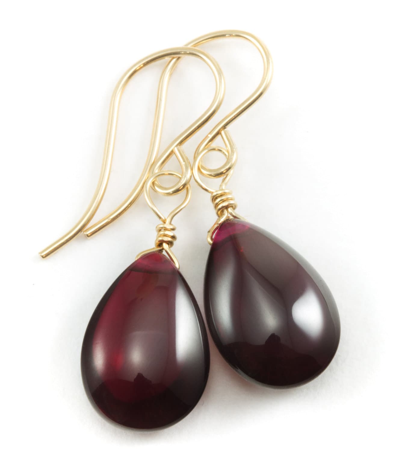 Roter Rubin Zirkonia Ohrringe Smooth Teardrop Aaa Cz Sterling Silber Oder 14K Solid Gold Filled Deep Red Basic Simple Pear Zierliche Tropfen von Spyglassdesigns