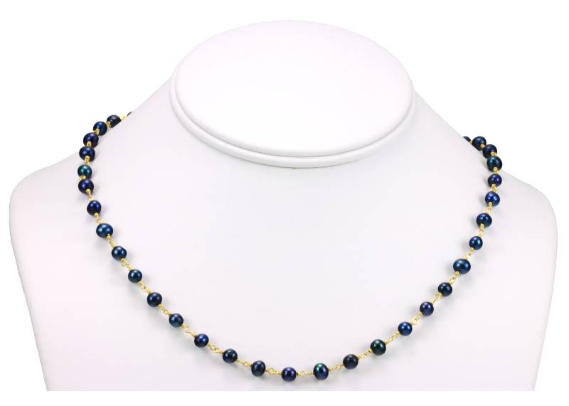Schwarze Pfau Perlenkette Hellgrau Süßwasser Zuchtperlen Perlen 18 19 Zoll 14K Gold Filled Und Platte Einfaches Kettenglied von Spyglassdesigns