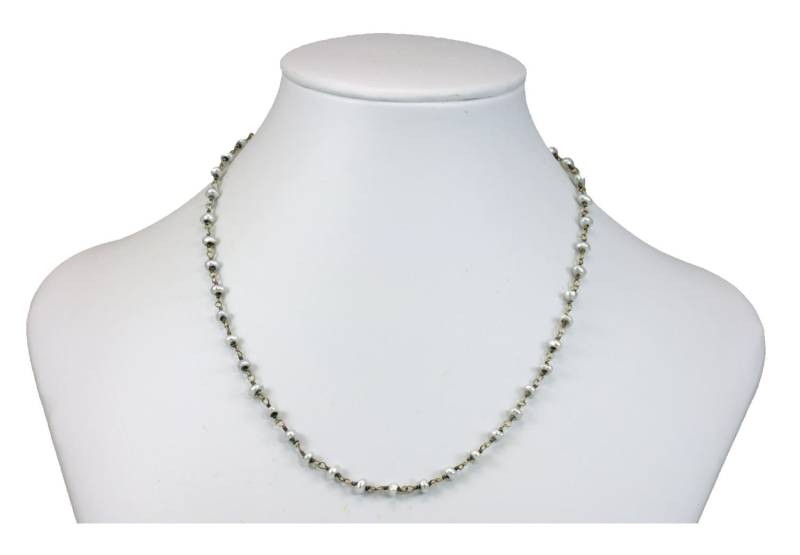 Silber Grau Kleine Perle Halskette Oxidiertes Sterling Perlen Facettiert Kettenglied 18 19 Zoll Süßwasser Zuchtperlen Einfach von Spyglassdesigns