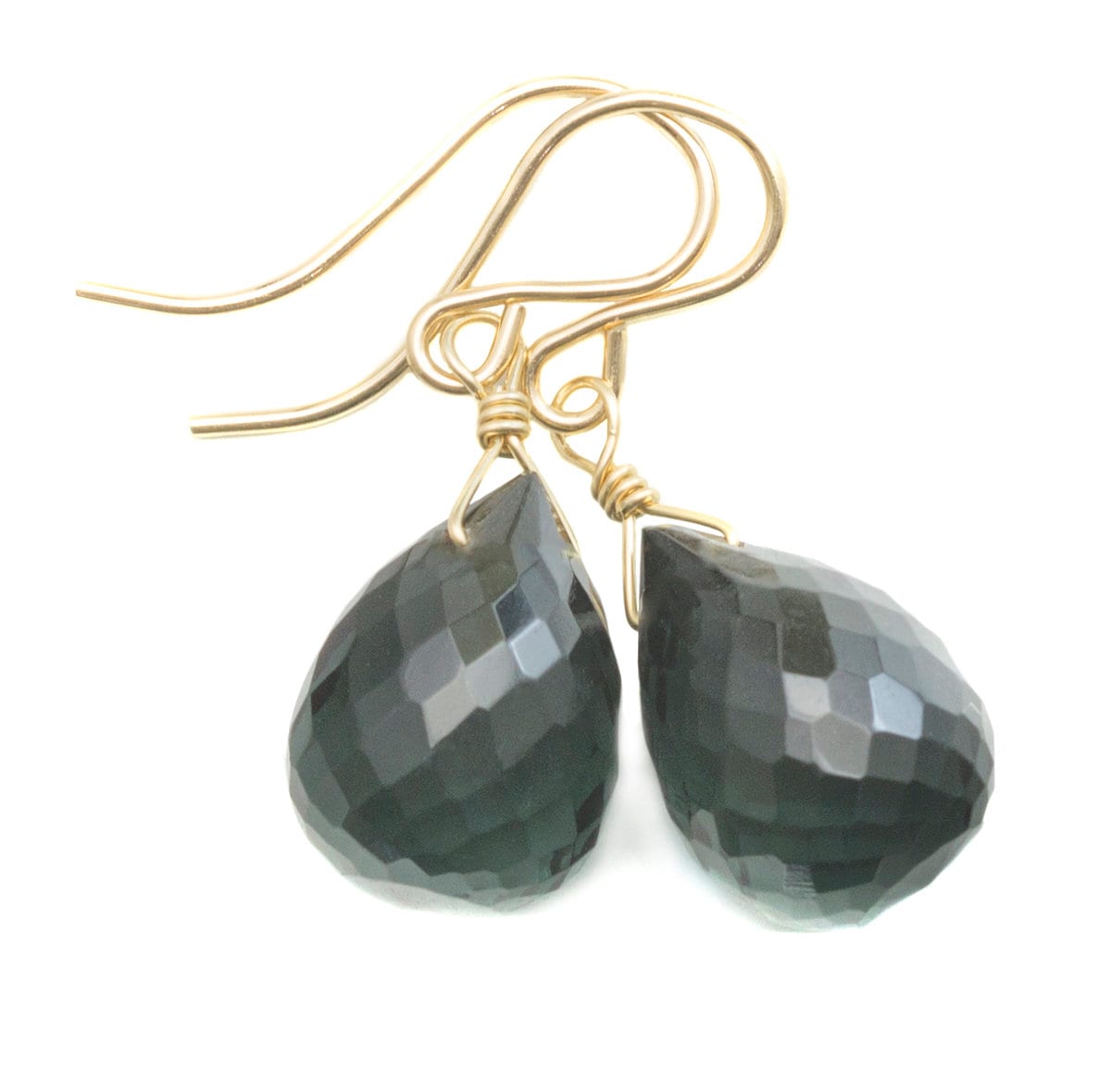Smokey London Blau Grau Ohrringe Facettiert Abgerundet Briolette Tropfen Sim Rauchtopas Terling Silber Oder 14K Solid Gold Filled Simple Drops von Spyglassdesigns