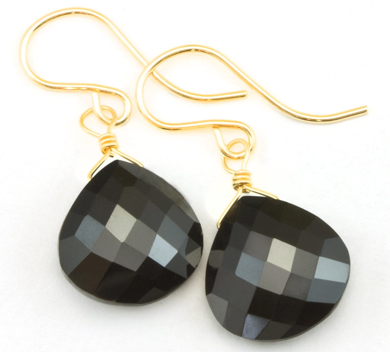 Spinell Ohrringe Schwarz Teardrop Herz Facettiert Aaa Briolett Tropfen 14K Gold Oder Filled Sterling Silber Einfach Leicht Klassisch von Spyglassdesigns