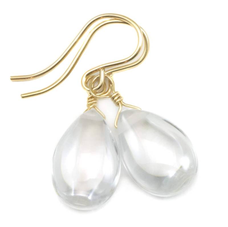 Weiß Klar Zirkonia Ohrringe Glatt Cz Sterling Silber Oder 14K Solid Gold Filled Sim Diamant Teardrops Simple Pear Drops Spyglass von Spyglassdesigns