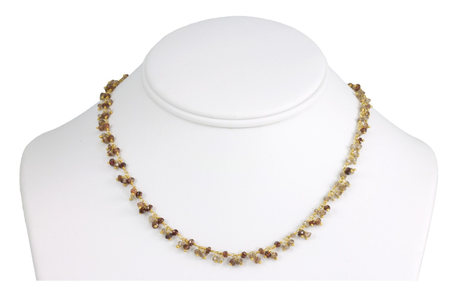 Zirkon Halskette Natürliche Spaced Link Clusters Perlen 14K Gold Fill Cluster Stil 18 19 Zoll Mehrere Farben Facettierte Rondelle von Spyglassdesigns