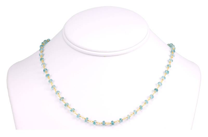 Zirkon Halskette Spaced Link Perlen 14K Gold Filled 18 19 Zoll Natürliche Blau Einfache Einzel Kette Tägliche Abnutzung von Spyglassdesigns