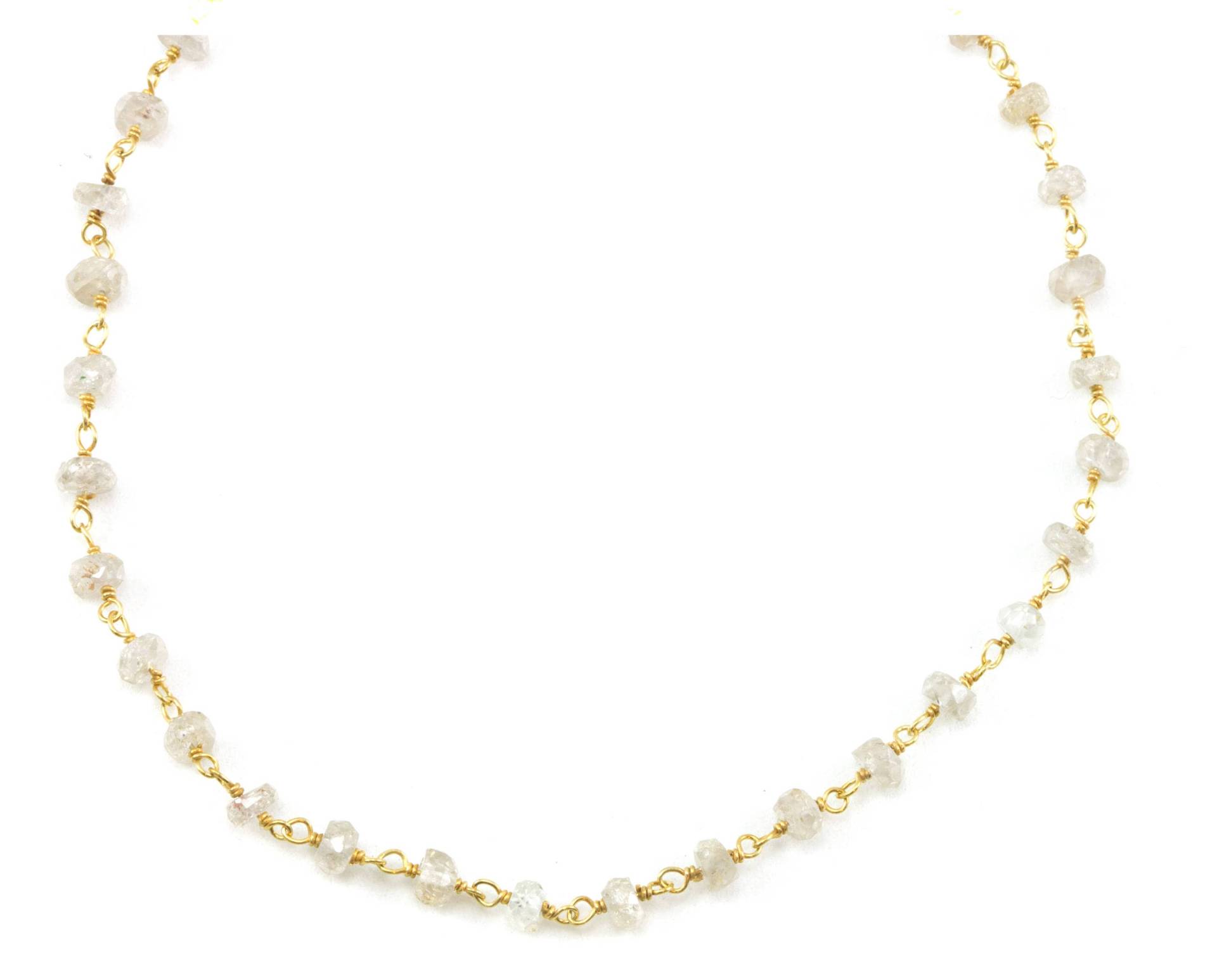 Zirkon Halskette Spaced Link Perlen 14K Gold Filled Oder Sterling Silber 18 19 Zoll Natürliche Klare Weiße Einfache Einzel Kette Tägliche Abnutzung von Spyglassdesigns