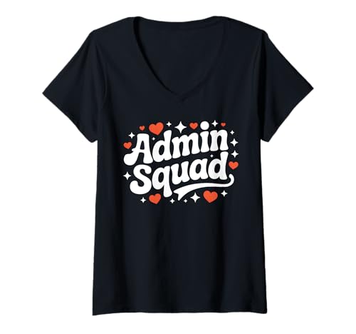 Damen Admin Squad Nettes Verwaltungspersonal T-Shirt mit V-Ausschnitt von Squad de Admin