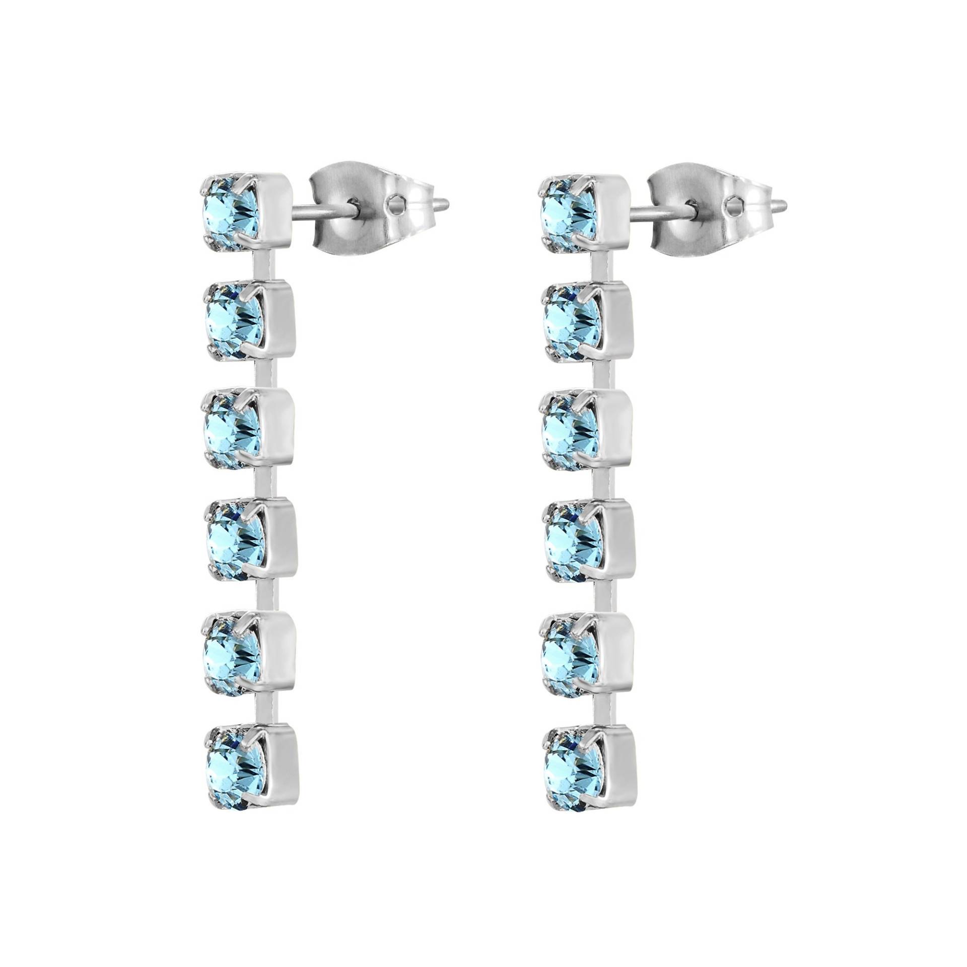 Aqua Swarovski Kristall Einzelstrang Ohrstecker - Damen Ohrringe, Ohrhänger Und Tropfen Ohrstecker, Eleganter Schmuck, Ohrringe von SquarePearJewellery