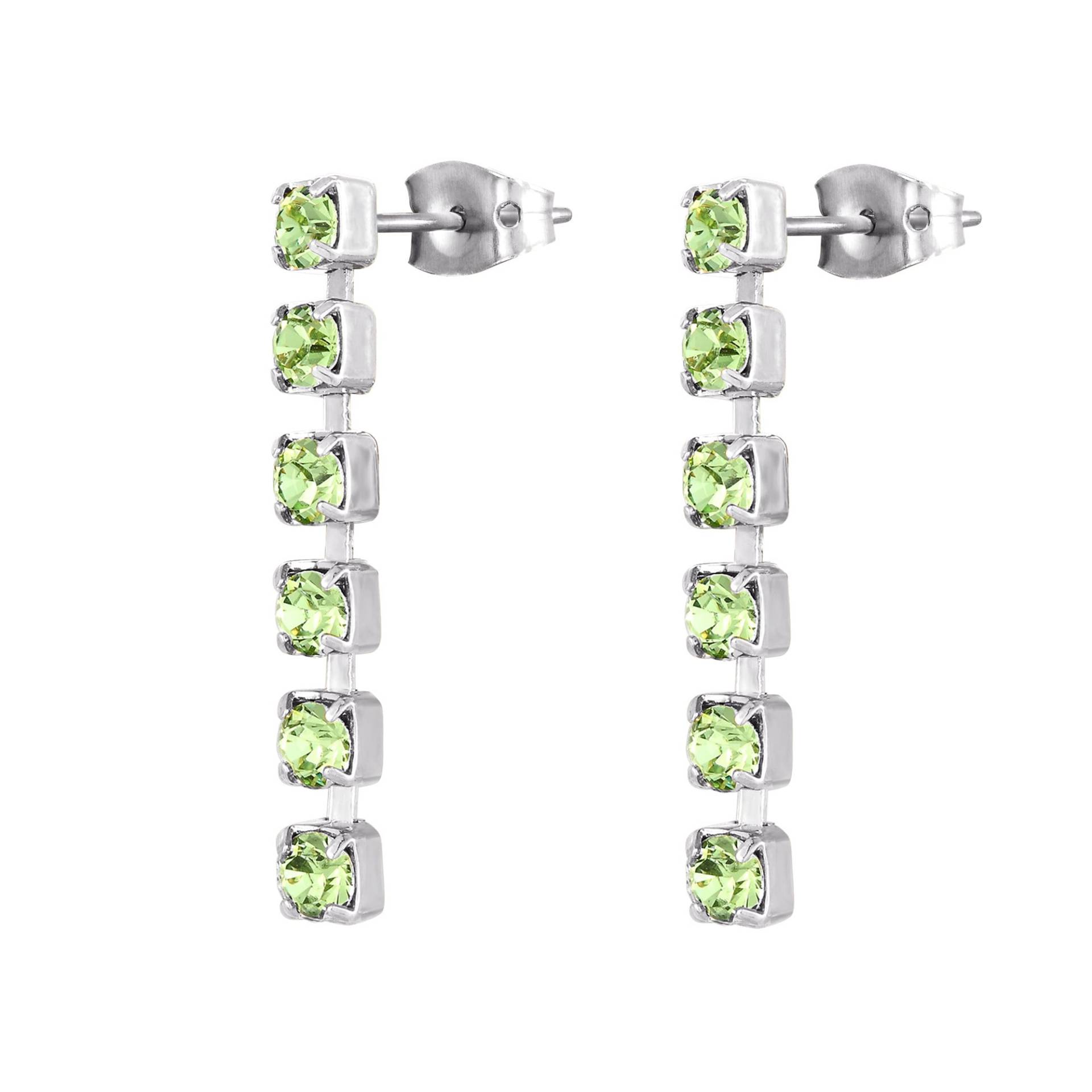 Peridot Swarovski Kristall Einzelstrang Ohrstecker - Damen Ohrringe, Tropfen Ohrstecker, Eleganter Schmuck, Ohrringe von SquarePearJewellery