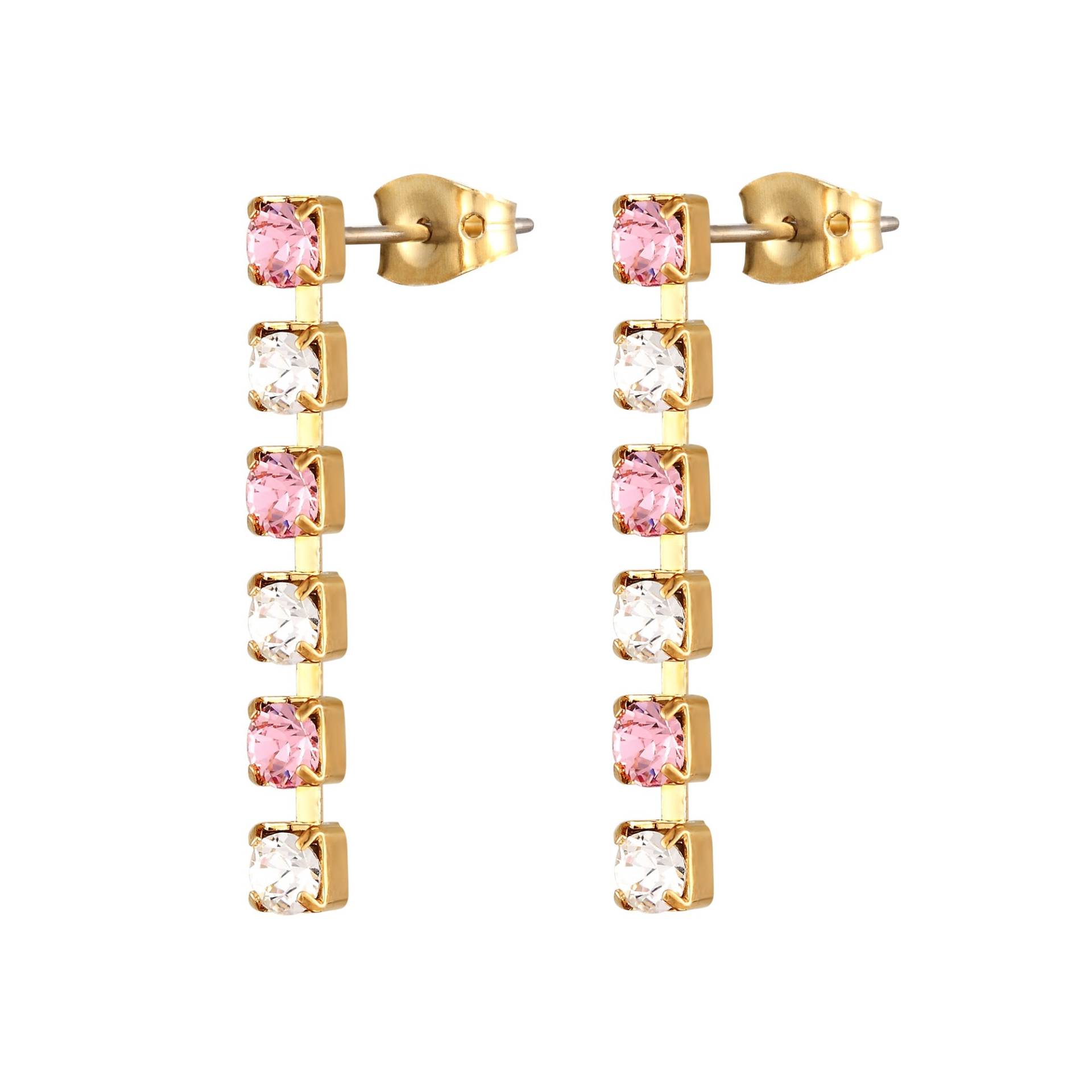 Pink Und Weiß Swarovski Kristall Single Strand Ohrstecker - Damen Ohrringe, Elegante Schmuck, Ohrringe von SquarePearJewellery