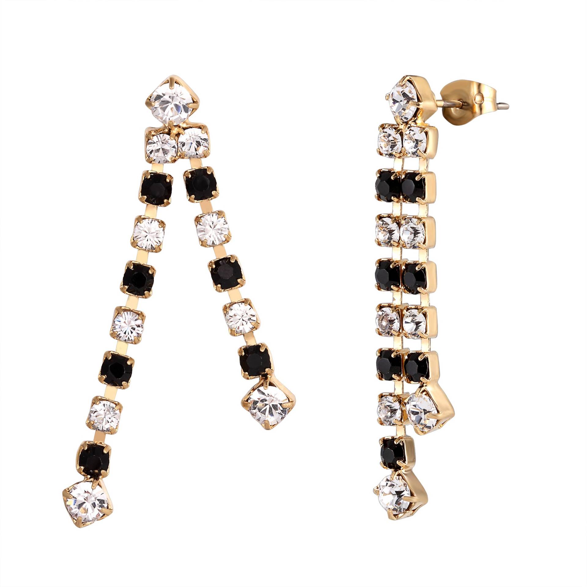 Schwarz-Weiß Swarovski Kristall Ohrringe - Damen Ohrringe, Schmuck, Accessoires, Zierliche Farbohrringe von SquarePearJewellery