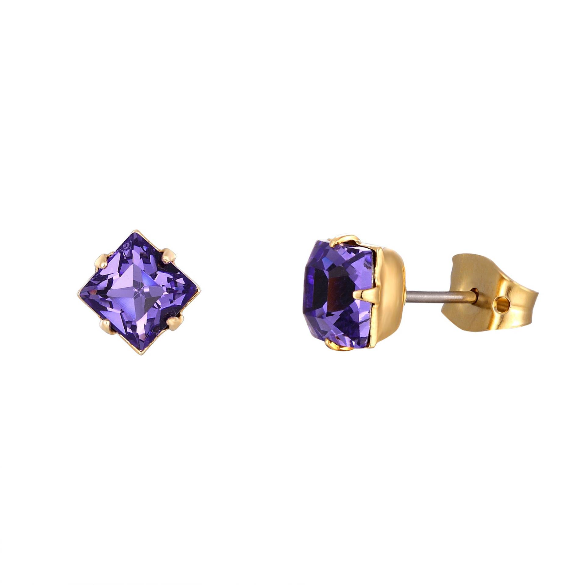 Tansanit Swarovski Crystal Cute 6mm Quadrat Ohrstecker - Damen Ohrringe, Ohrstecker, Alltägliche Süße Kristall Ohrringe von SquarePearJewellery