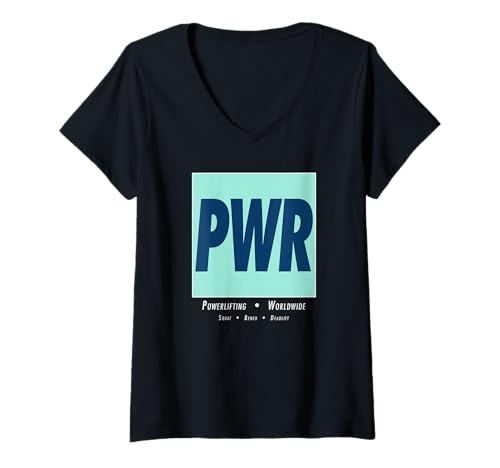 Damen PWR Box Logo - Powerlifting Worldwide Squat Bench Deadlift T-Shirt mit V-Ausschnitt Damen PWR Box Logo - Powerlifting Worldwide Squat Bench Deadlift T-Shirt mit V-Ausschnitt von Squat Bench Deadlift PWR